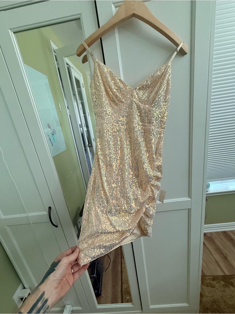 privy Gold Sequin Mini Slip Dress